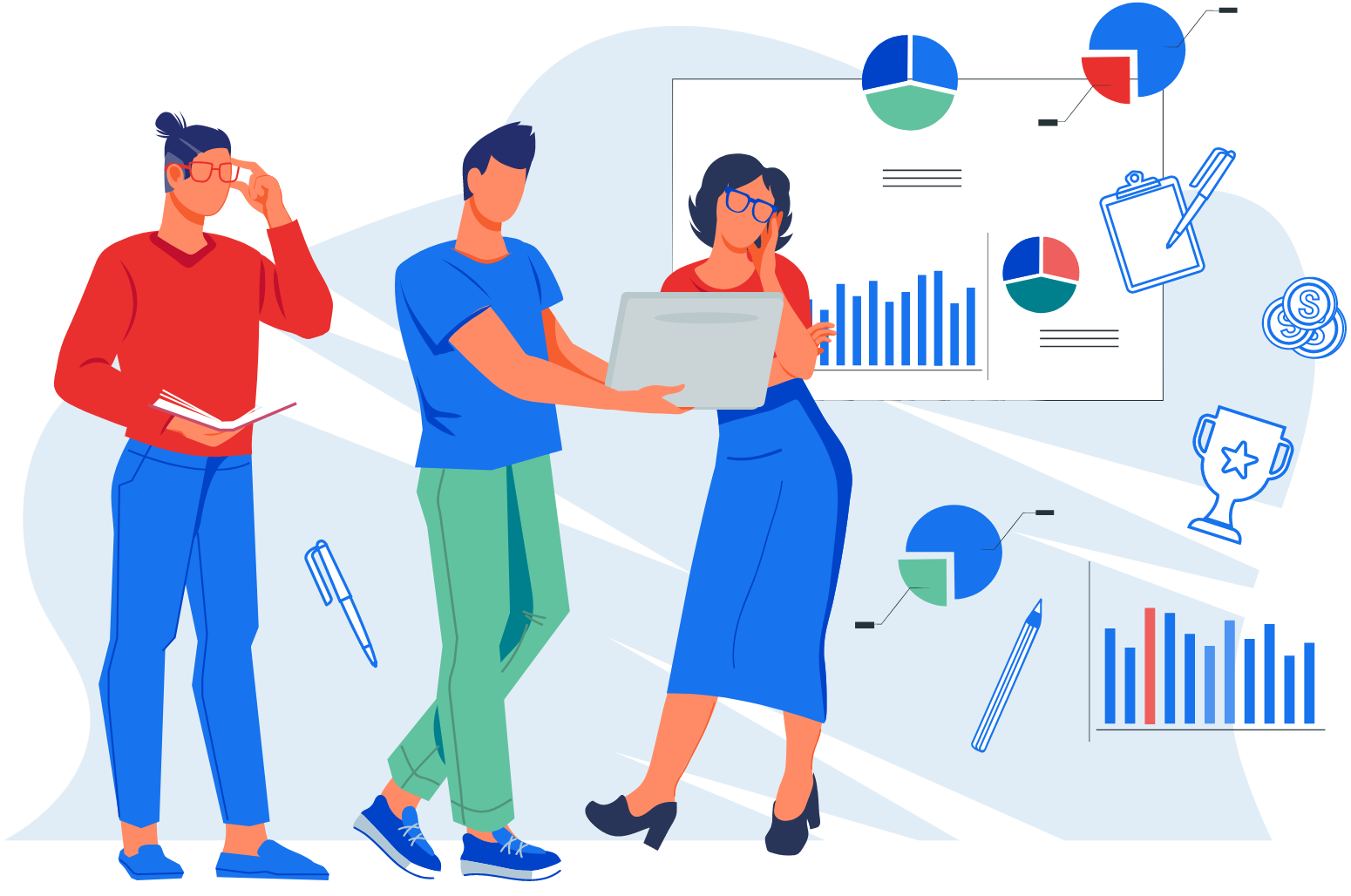 People Studying Charts And Graphs